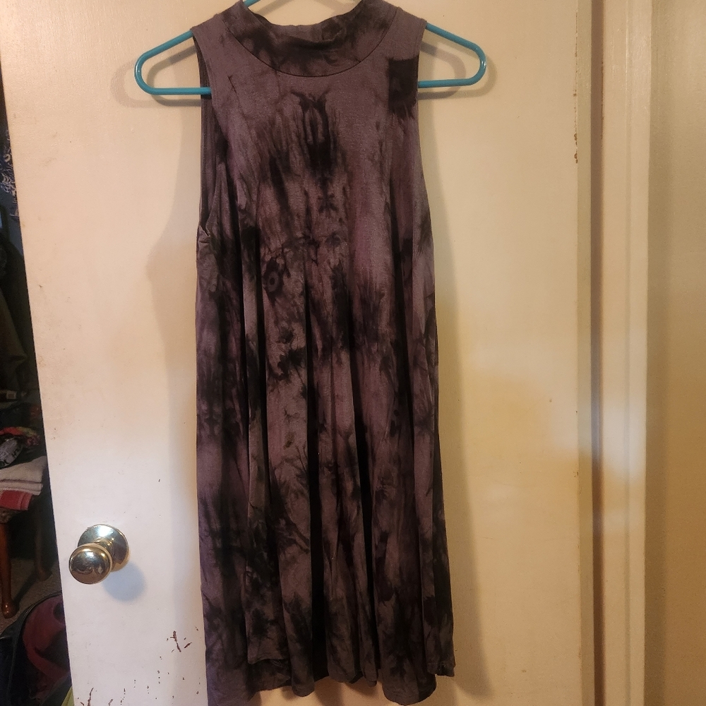 Ginger G Black & Grey Tie Dye sleeveless mid length A- line dress- size small